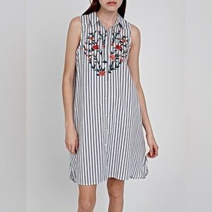 Terre Bleue, sleeveless embroidered dress, medium